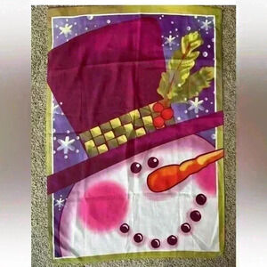 Vintage Outdoor Christmas Snowman Yard Flag 26 1/2” X 38 1/2”